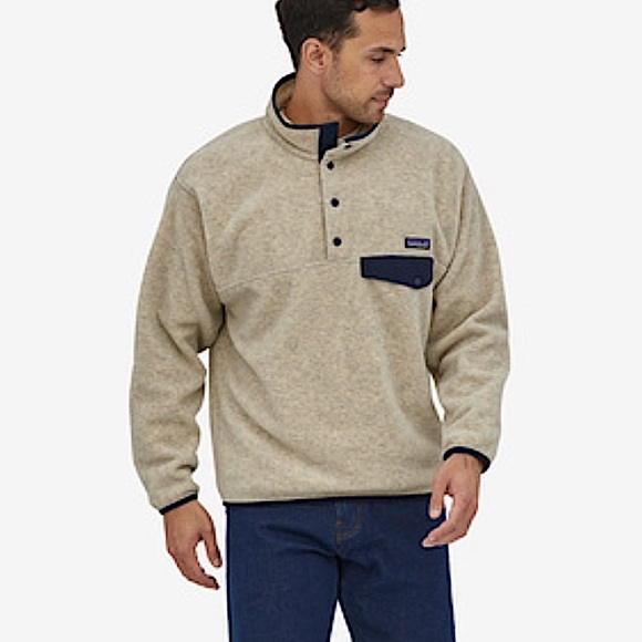 Men’s Patagonia Synchilla Snap T Fleece Pullover in Oatmeal Heather - Picture 1 of 8